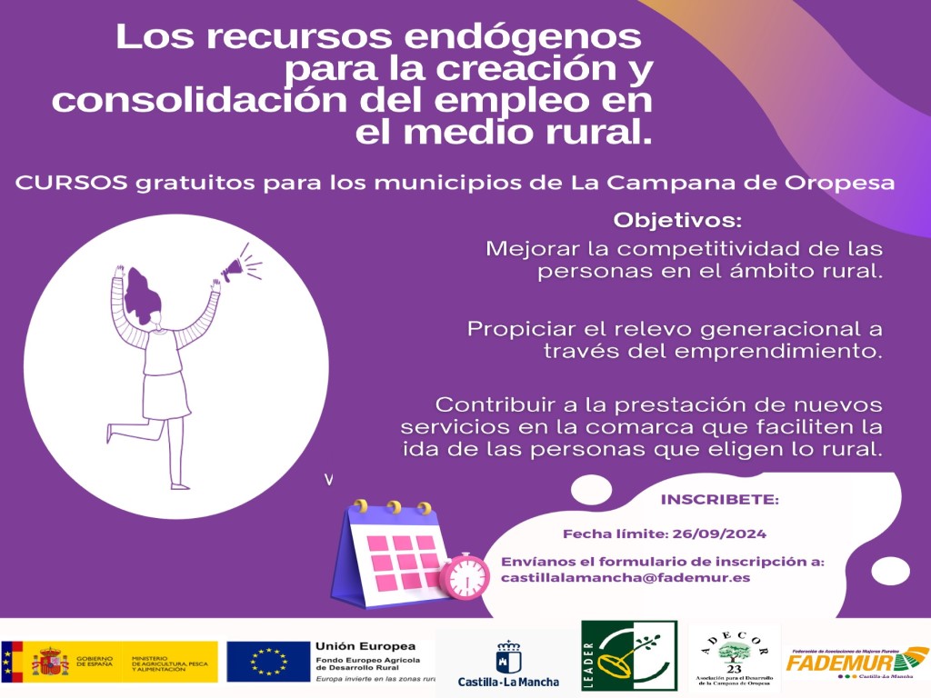 CONVOCATORIA ACCIÓN FORMATIVA “Los recursos endógenos para la creación y consolidación del empleo en el medio rural”