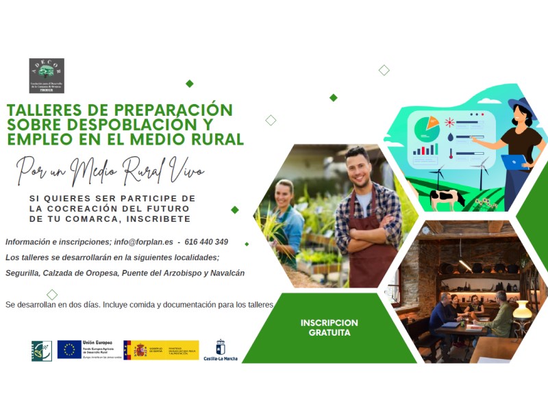 ADECOR llevará a cabo 4 Talleres de preparación sobre despoblación y empleo en el medio rural, en cuatro localidades de la Comarca
